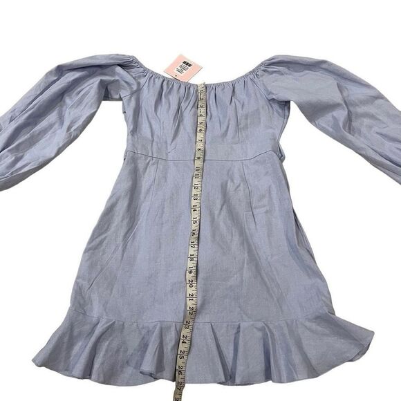 Showpo CANT MOVE ON DRESS IN POWDER BLUE LINEN LOOK size 6 - Picture 2 of 8